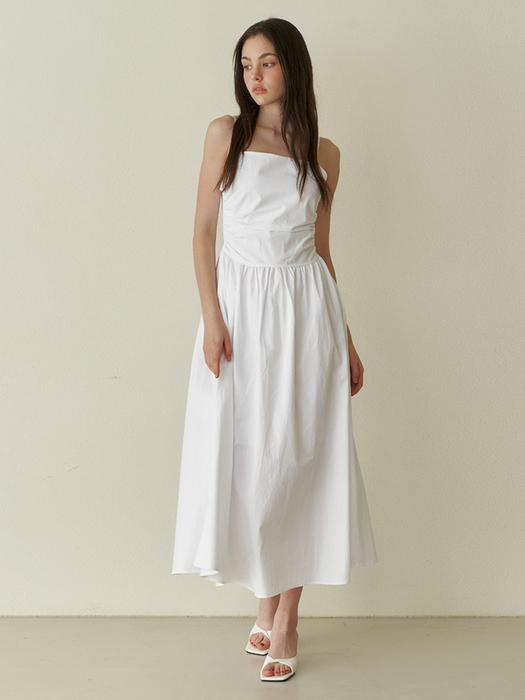Kinder Baby Pure Semi Shirring Long Dress - White