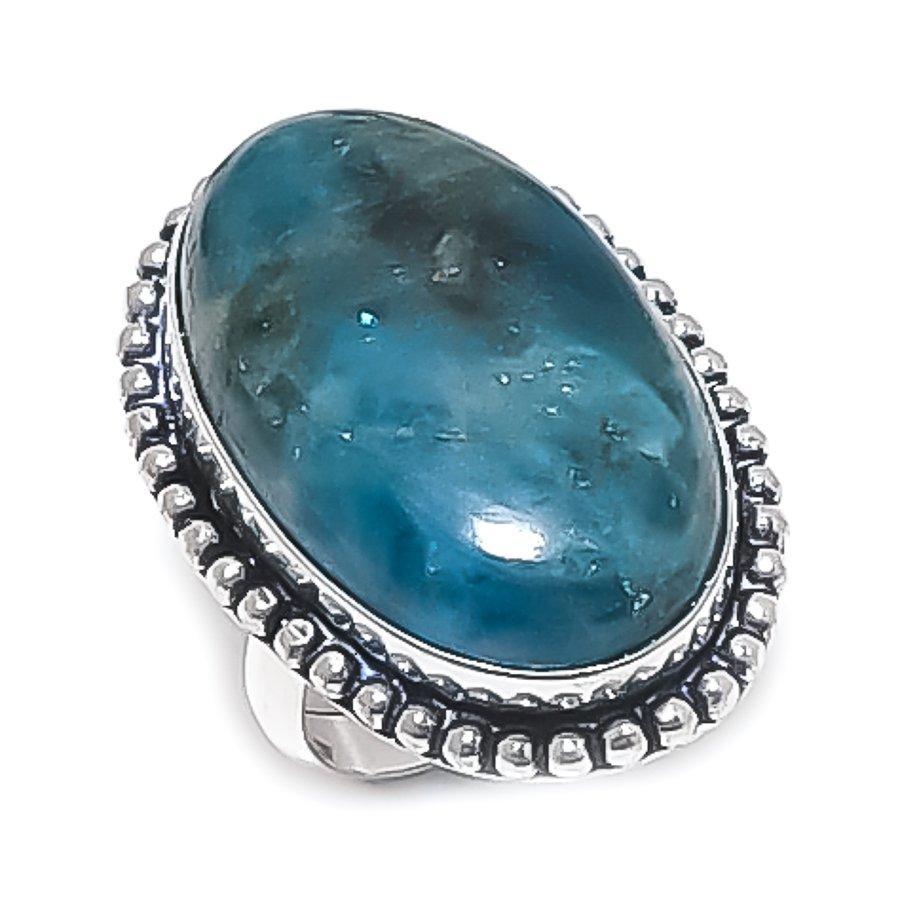 

Неоново-голубой апатит драгоценный камень серебро 925 пробы ювелирное кольцо размер 5.5