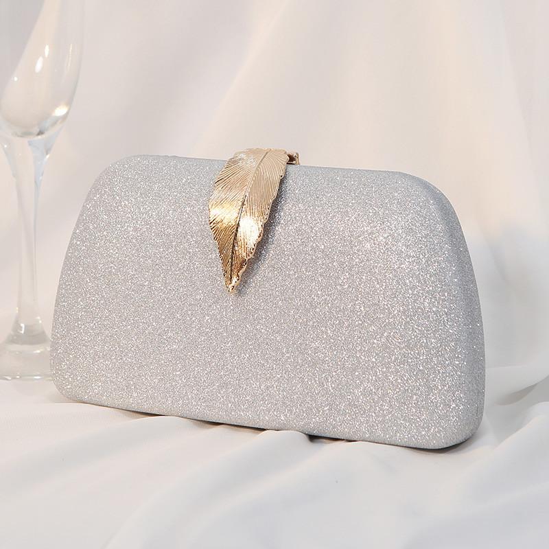 Crossborder Trend Metal Leaf Evening Bag With Lock Closure For Formal Events
