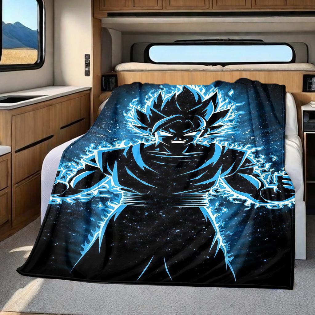 1 Stück Son Goku Druck Flanelldecke, Hohe Qualität für alle Jahreszeiten, Heimdekoration, Wärme und Komfort, Perfekt für Weihnachtsgeschenke