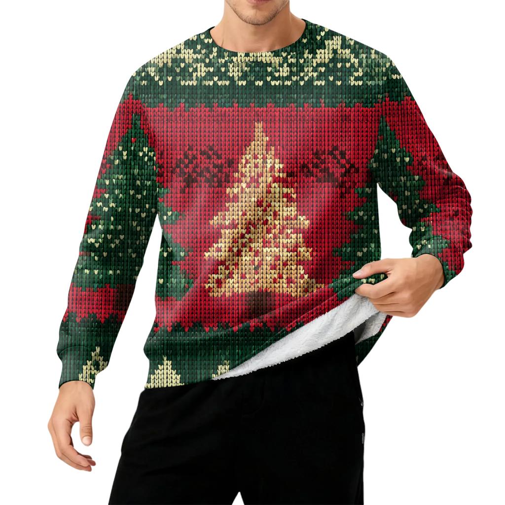 Pánská mikina s kulatým výstřihem, fleecovou podšívkou, silná a teplá