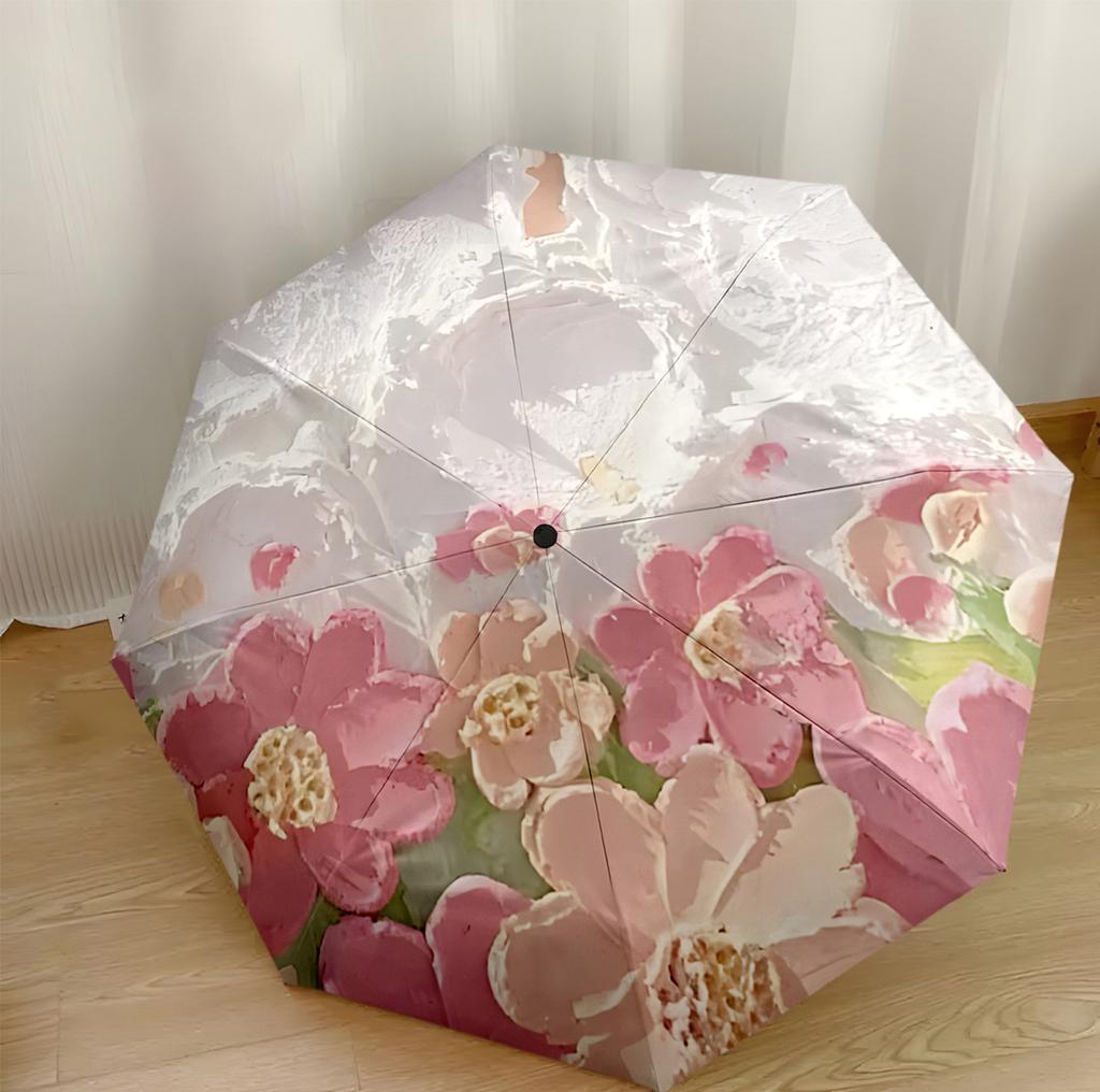 Hummingbirds And Flowers Compact Travel Automatic Umbrella Compact 8-Rib Lightweight Foldable Design for Women/Men Stylish Accessory