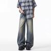 New Retro Washed Scimitar Jeans Boys American Deconstruction Wide Legs Mopping Loose Straight Casual Long Pants