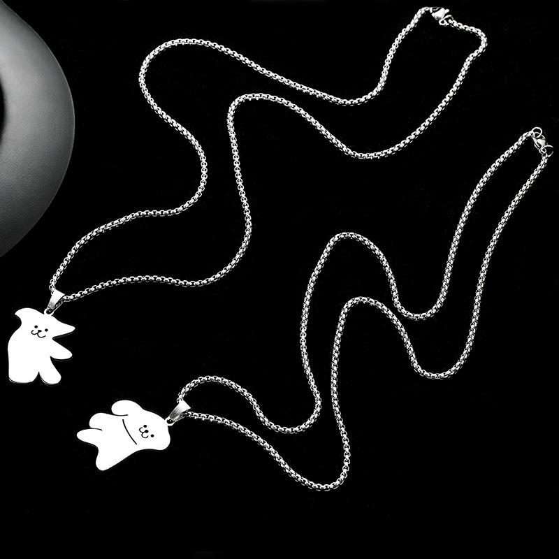 Maltese line puppy titanium steel necklace couple besties pair versatile splicing accessories