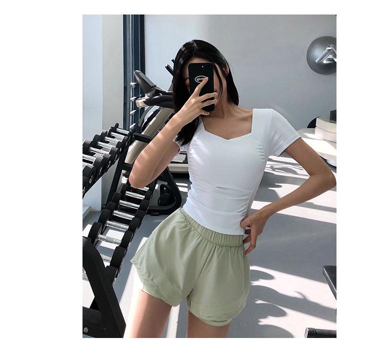 Women's Quick-Dry High-Waist Running Shorts, Anti-Exposure, Two-Piece Design.