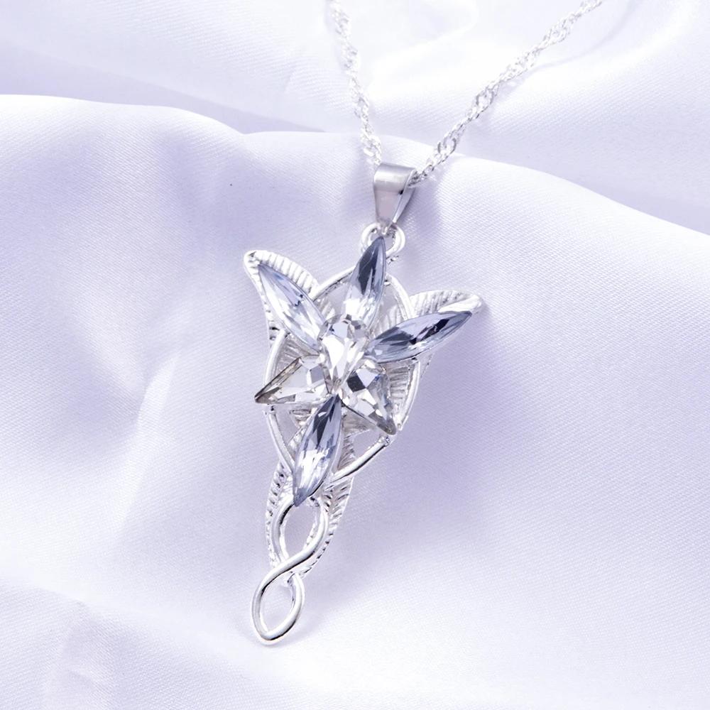 Movie The Lord Arwen Evenstar Necklace Elf Princess Arwen Twilight Star Crystal Pendant Necklaces for Women Choker Jewelry Gift