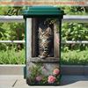 Pegatinas Decorativas para Cubo de Basura con Cara, Pegatina de Animales de Dibujos Animados, Pegatina de PVC Autoadhesiva Colorida, Pegatina Impermeable Linda Gato Perro para Cubo de Basura con Ruedas