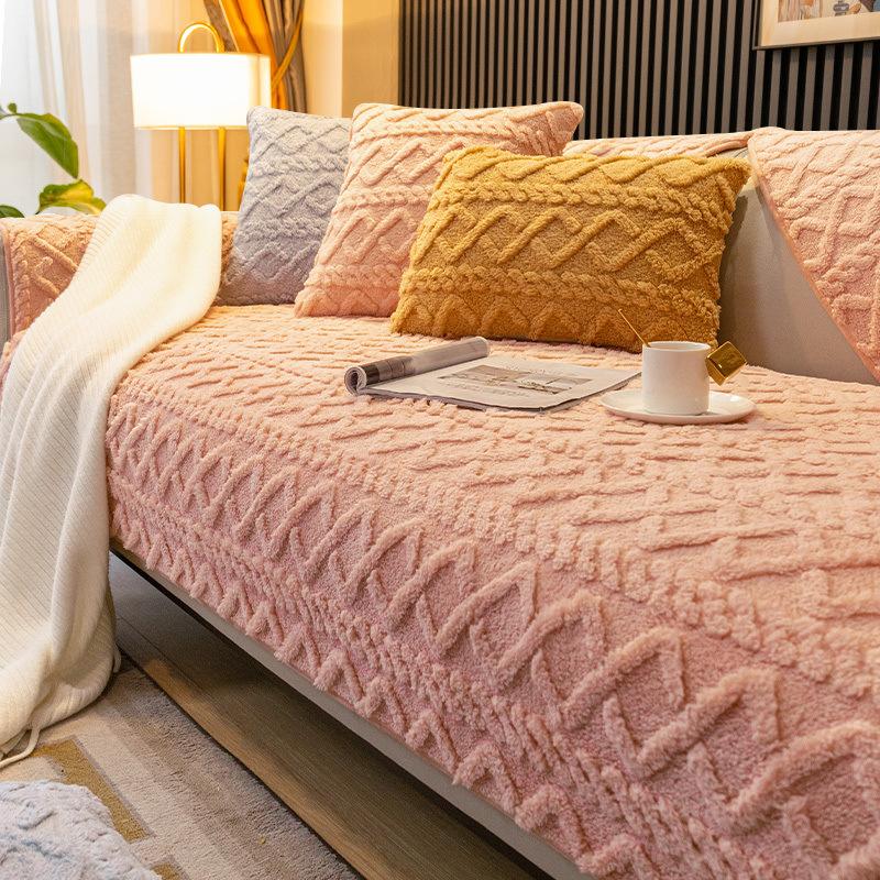 Tykket sofapute Sklisikkert dekselhåndkle Four Seasons Shu Cotton Plush Enkel altomfattende dekkpute.