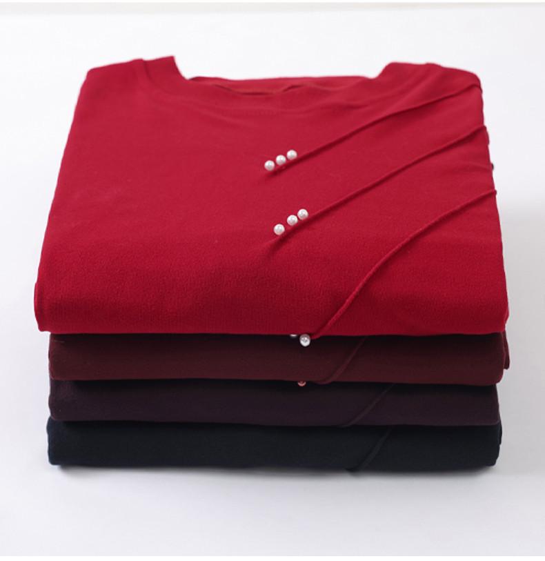 Plus Size Fleece T-Shirt for Middle-Aged and Elderly Women - Warm, Loose, and Comfortable for Autumn and Winter