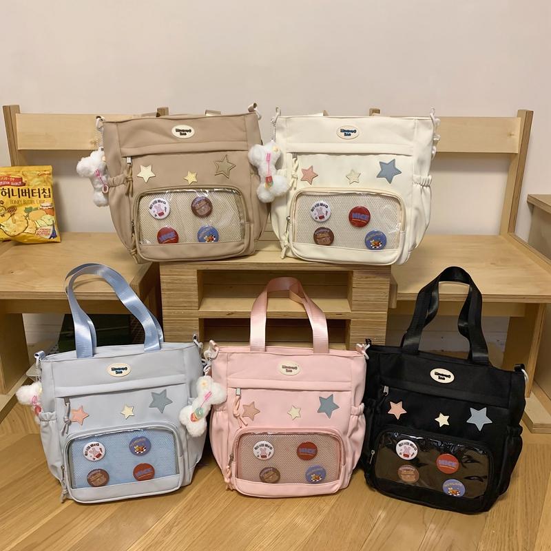 Geantă de umăr transparentă Geantă pentru cărți pentru studenți Geantă cu stele, geantă hobo