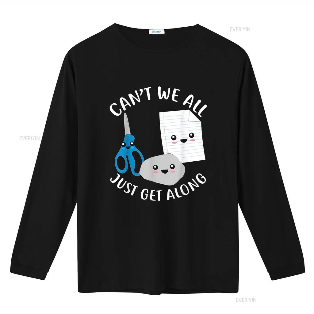 Schere Stein Papier Lustig Kawaii Können Wir Nicht Einfach Alle Gut Auskommen Shirt vintage Gewaschen Vielseitig Weich Grafik Stilvoll homme