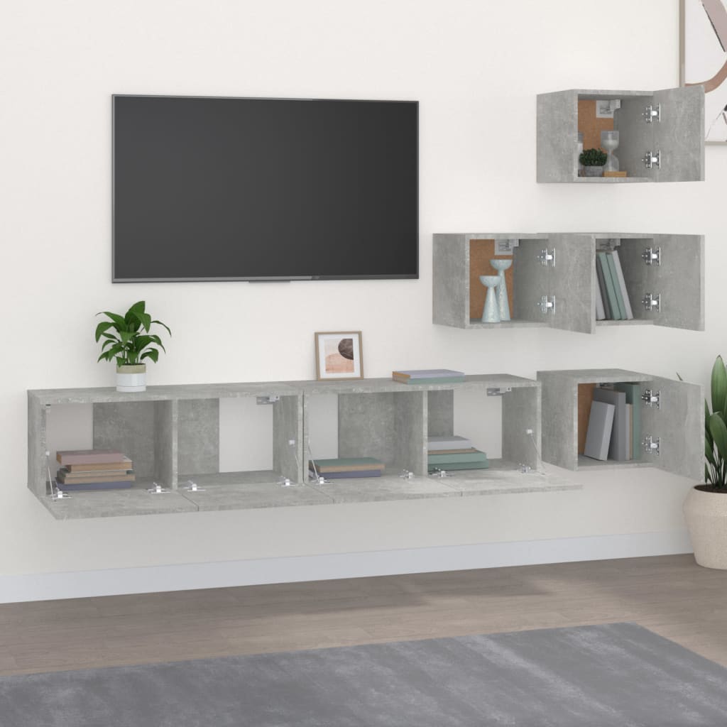 TV Wall Cabinet Concrete Grey Particleboard
