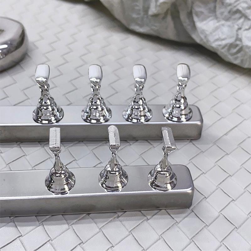 Nail Art Practice Holder Base Sliver Strong Magnetic Metal Stand Manicure Tool Nail Accessories Salon Diy Nail Stand Tool