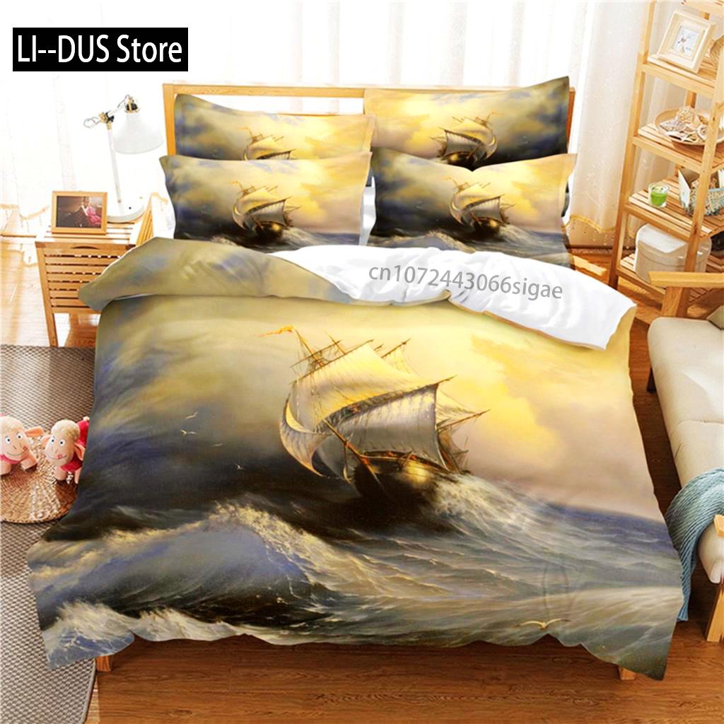 Bellissimo Paesaggio Set Biancheria da Letto Set Copripiumino Stampa Digitale 3D Set Biancheria da Letto Matrimoniale Design alla Moda