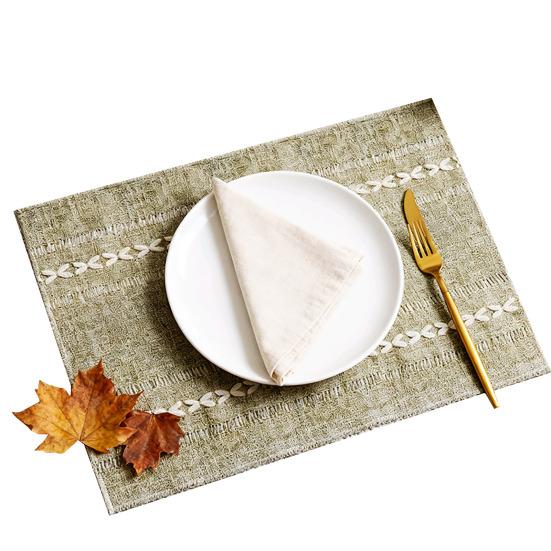 Bohemian Retro Placemat Farmhouse Style Fabric Table Mat Decorative Rustic Placemat for Dining Table Home Wedding Birthday Party