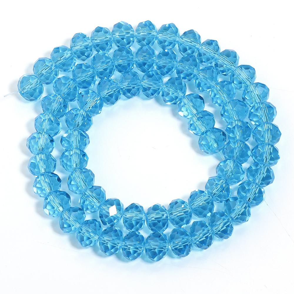 3 4 6 8 10mm Rondelle Faceted Crystal Beads Lake Blue Glass Beads Loose Spacer Beads For Jewelry Making DIY Bracelets Necklace
