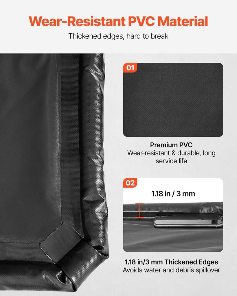 Containment Mat, 2.4 x 4.9 m, Non-Slip PVC Garage Floor Mat with a Cleaning Squeegee Broom, Heavy Duty Durable Waterproof Containment Protection from