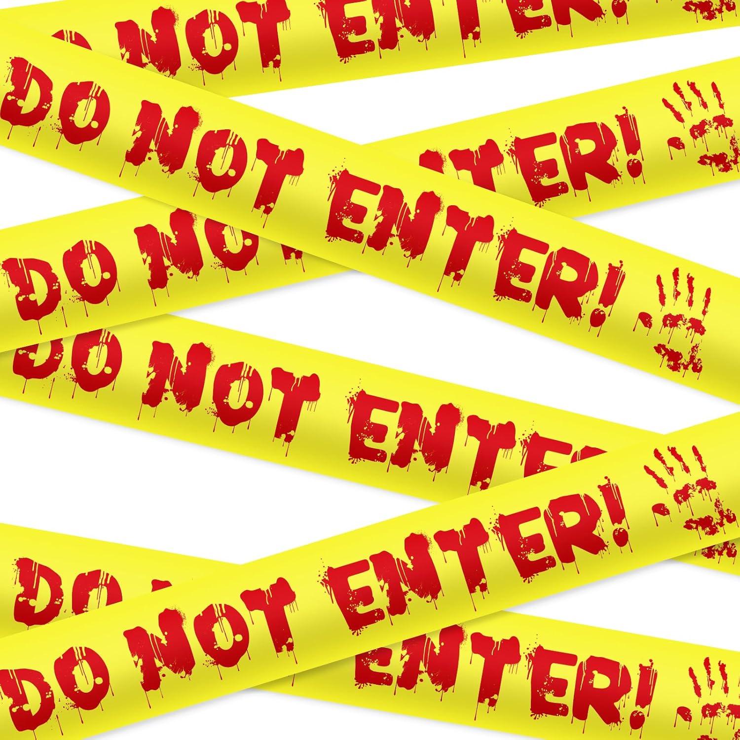 Halloween Skull Warning Tape - PE Plastic Safety Barrier Decoration Prop