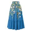 Maxi rok voor dames met trekkoord, hoge taille, lange zomerrok, lichtgewicht, gelaagd, zwierig, met bloemenprint en plooien.