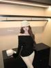 Women's One-Shoulder Rhinestone Long-Sleeve T-Shirt with Fluffy Cuffs - Slim Fit, Pure Desire Style, Sweet and Spicy Spring Top