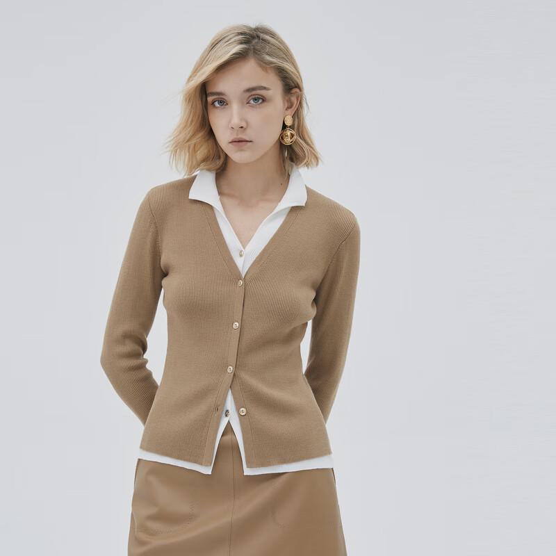 

ELLASSAY Women s Faux Two-Piece V-Neck Wool Sweater S