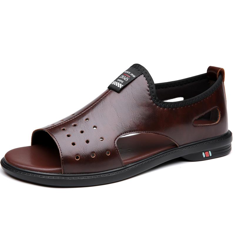 Fashion New Arrival Leather Men's Sandals Comfortable Male Summer Beach Shoes Non-Slip Men Sandaly Slippers Quick Dry Wading Aqua Shoes