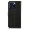 KHAZNEH For iPhone 16 Pro Case RFID Blocking Genuine Cow Leather Wallet Phone Cover