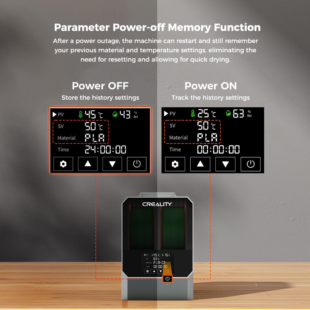 Creality Space Pi Filament Dryer Plus - Advanced PTC 360° Heating, 48H Timer LCD Touchscreen, Fits 1.75/2.85mm Filaments