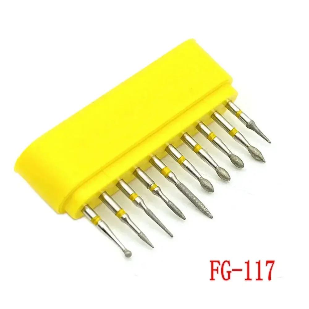 10pcs/box Dental Diamond Burs Drill FG Diamond 1.6mm Shank for High Speed Handpiece Burs