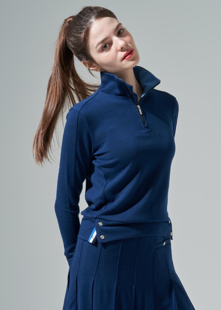 Blue Dot Wool Half-Zip T-Shirt_Bl 85