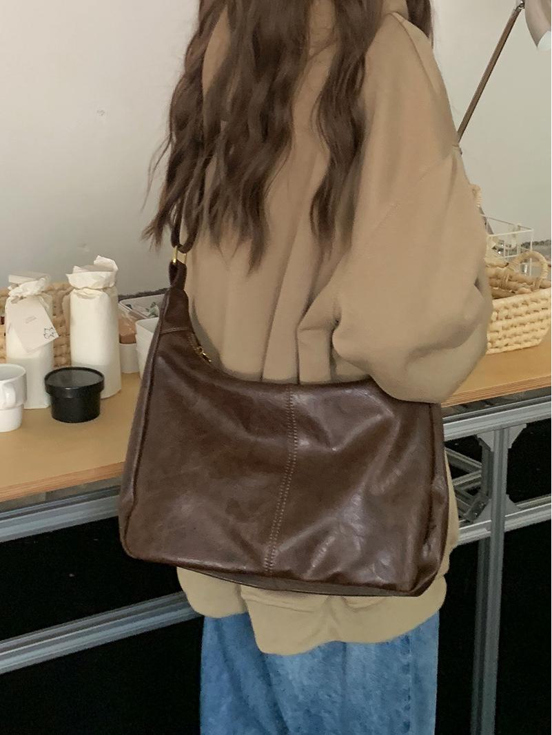 Maillard 2026 Women s Retro Korean Tote: Versatile, Large-Capacity Messenger Shoulder Bag коричневый