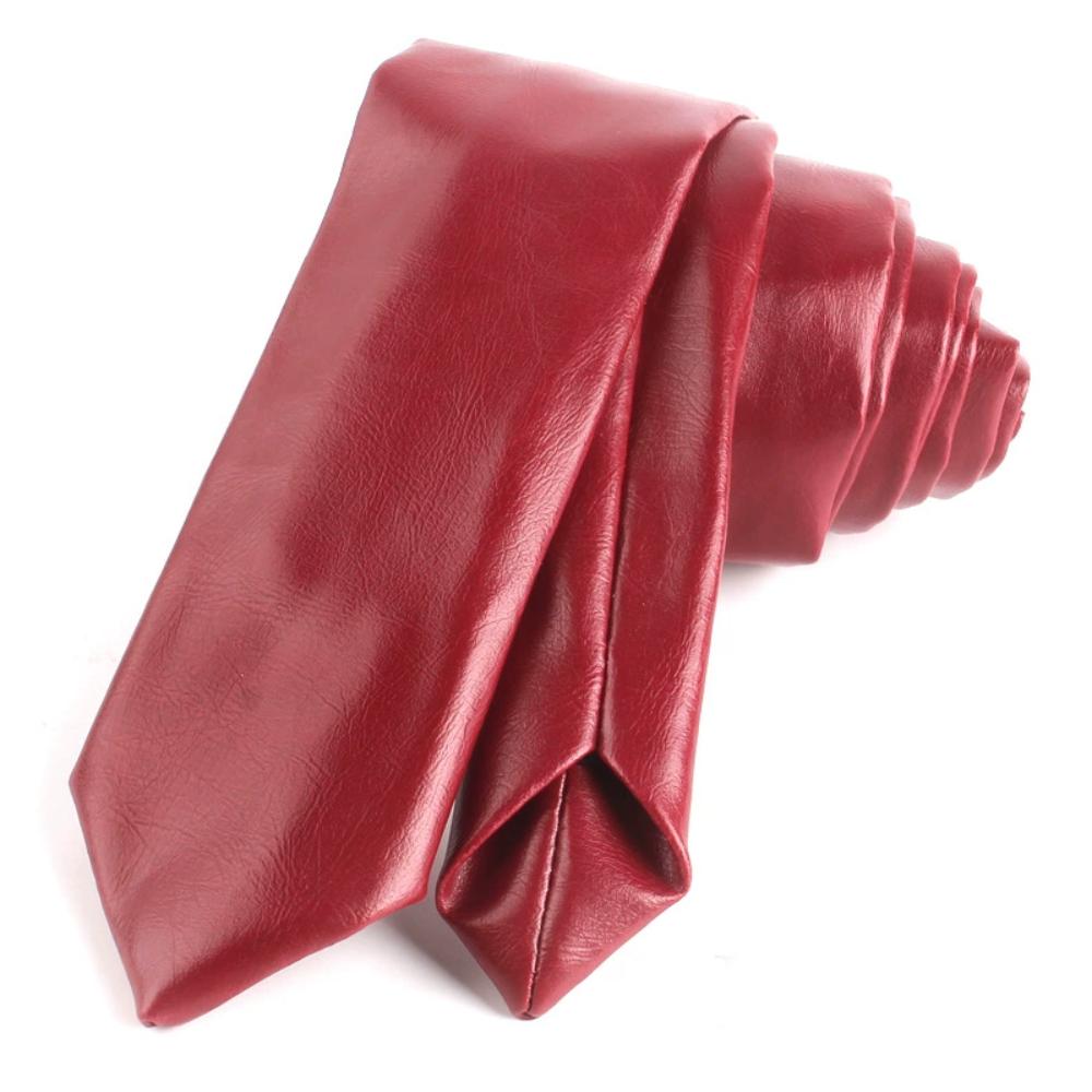 

5.5cm Wide JK Necktie Retro Narrow tie Fashion PU Leather Ties Unisex червоний