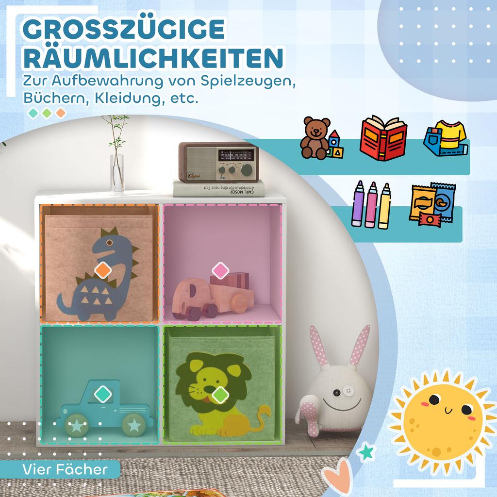 Storage Shelf for Kids, Cube, Drawers, MDF, Anti-Tip, White