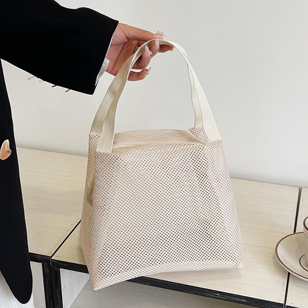 Casual and Simple handbag Mesh Travel Toiletry Bag Portable Beach Bag With Zipper Outdoor Wash Bag Makeup Shower Tools Organizer