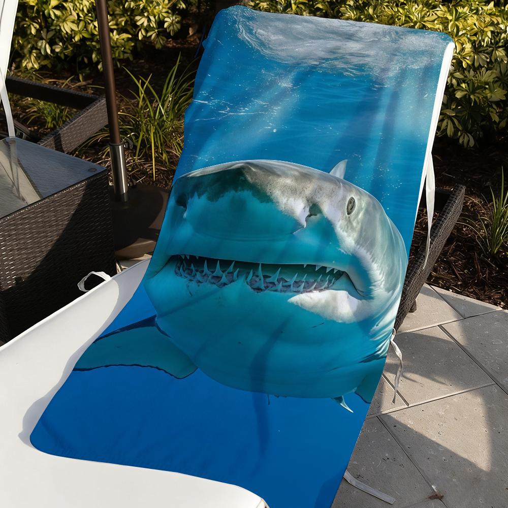 Sea Shark Pattern Towel Quick Drying Beach Towels Are Suitable For Swimming Pools Camping Yoga And The Gym