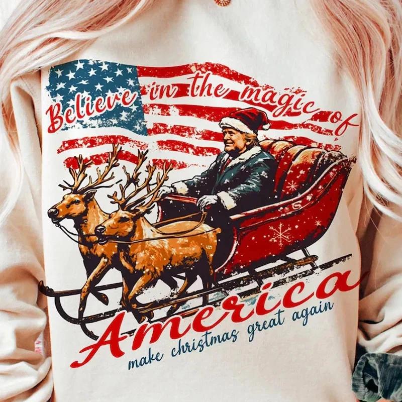 Christmas Great Again T-Shirt – “Believe in the Magic of America” Donald Trump 3XL