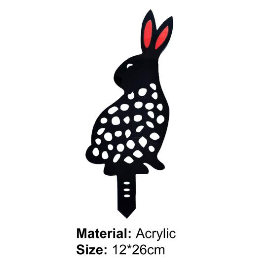 Paletto da Giardino Forma Coniglio Nero Realistico Acrilico Decorativo da Giardino per Cortile