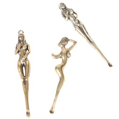 Creative Brass Beauty Keychain Pendants Pure Copper Handmade Goddess Ear Pick