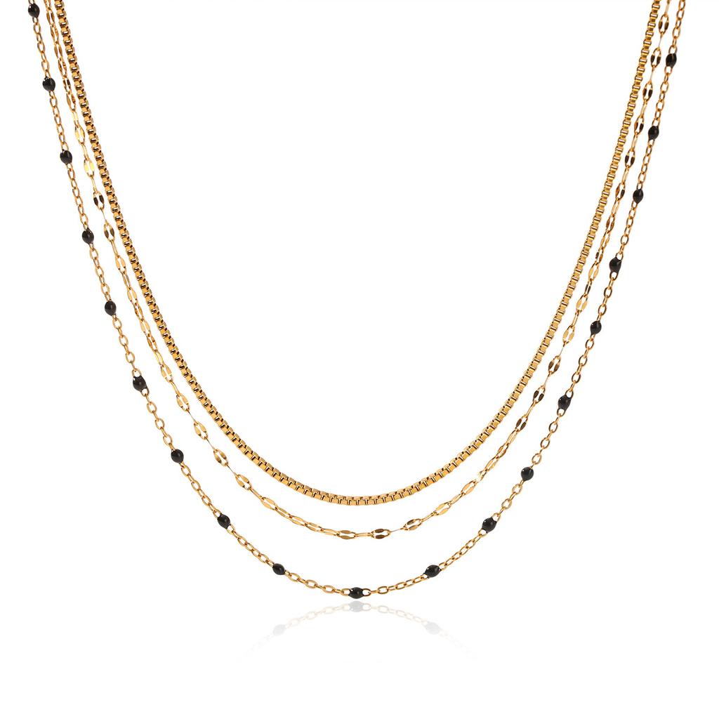 Three Layer Titanium Steel French Vintage Necklace Minimalist Design Collarbone Chain Long Lasting Jewelry