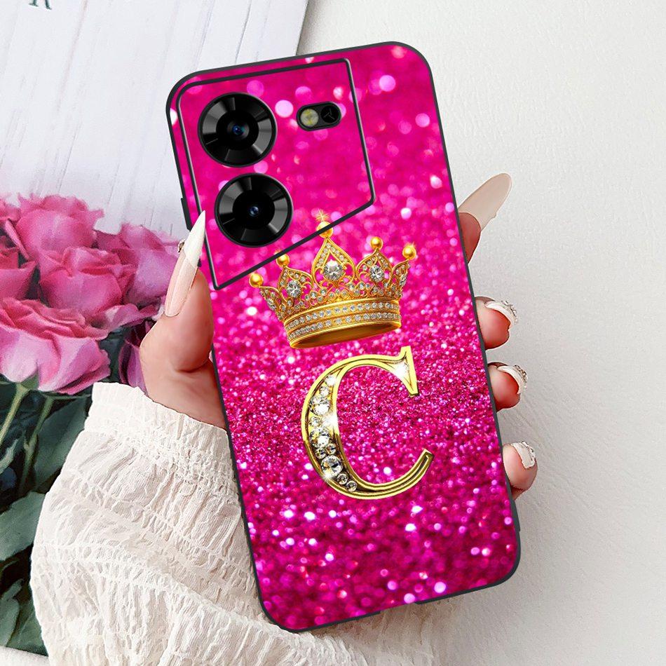 For Tecno Pova 5 LH7n / Pova 5 Pro LH8n Fashion Crown Letter Phone Case For Tecno Pova5 5Pro 5G Black Silicone Soft Cases Bumper