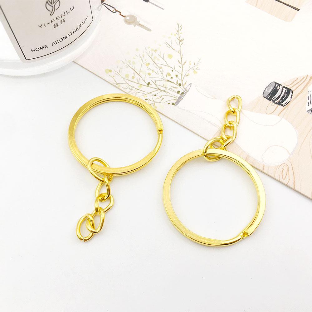 White Keychain Pendant Charm with Antique Gold Chain for DIY Jewelry