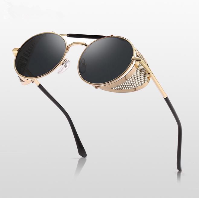 Punk Rétro protection UV Golden Cadre Réfléchissant Lunettes de soleil Gris Punk Rétro protection UV Golden Cadre Réfléchissant Lunettes de soleil Gris