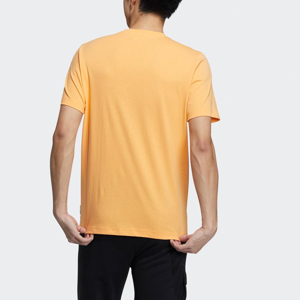 adidas Neo Smiley Print Sports Crew Neck T-Shirt Men Tops Orange Yellow GP5780