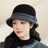 Wool Bucket Hat Women's Autumn and Winter Warm Elegant British Retro Basin Hat Fashion Winter Hat for Women, Ladies Winter Hats