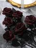 5/10PCS 50CM Wine Red Black Rose Artificial Silk Flowers Halloween Party Dark Photo Decoration Prop Goth Rose Wedding Home Decor