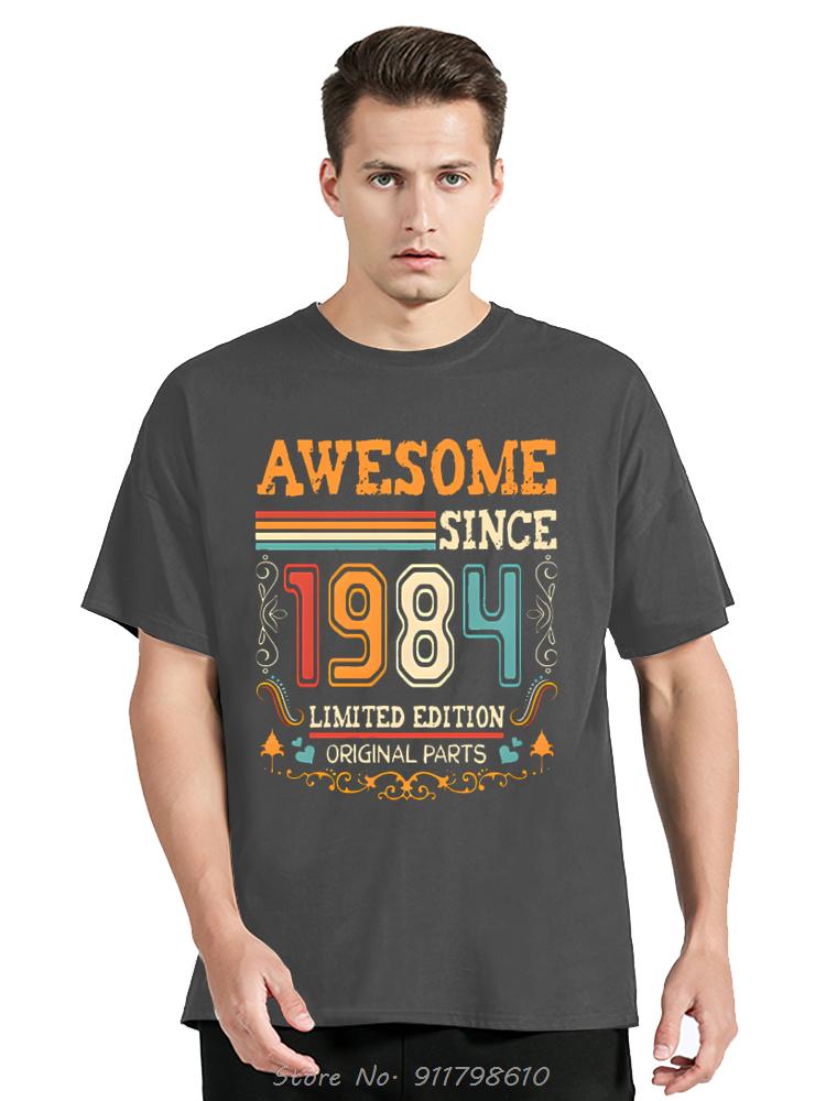 Vintage 1984 Birthday Cotton T Shirt for Oversized Short Sleeve Clothing Retro T-shirt Born In 1984 Clothes for Men Tops Tee