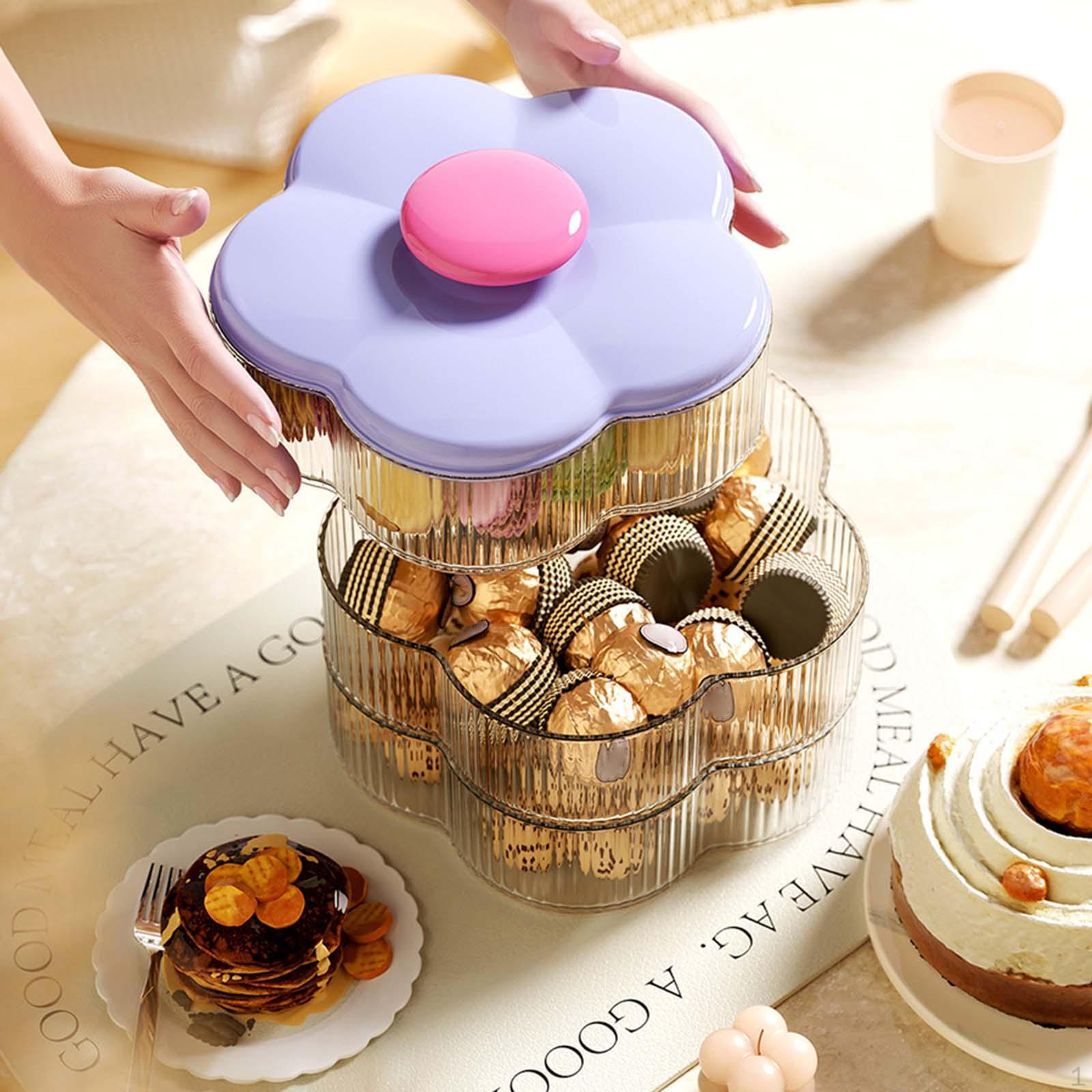 

Органайзер для хранения конфет, сервировочный поднос, домашний декор, 4 слоя, орехи и фрукты violet Pink