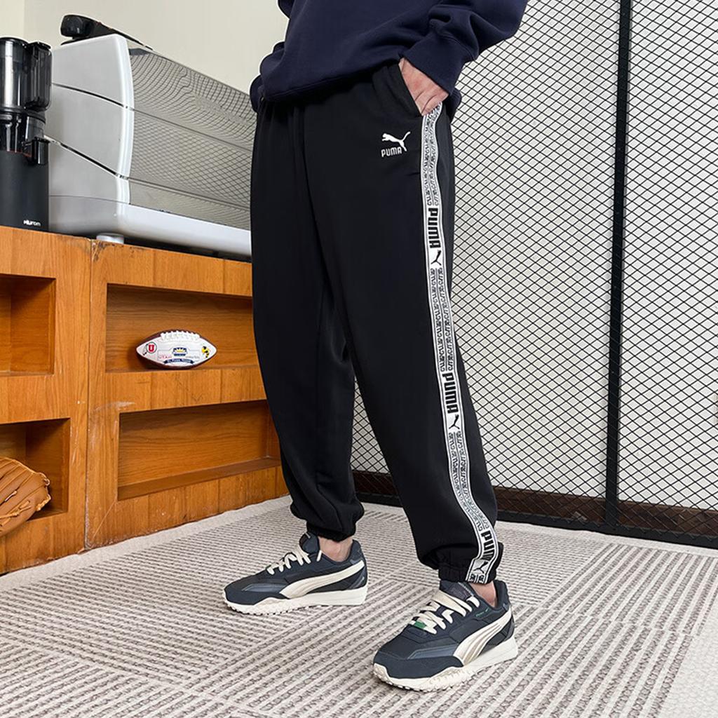 Puma Breathable Elastic Casual Knitted Sports Pants Unisex Bottoms Black 627450-01