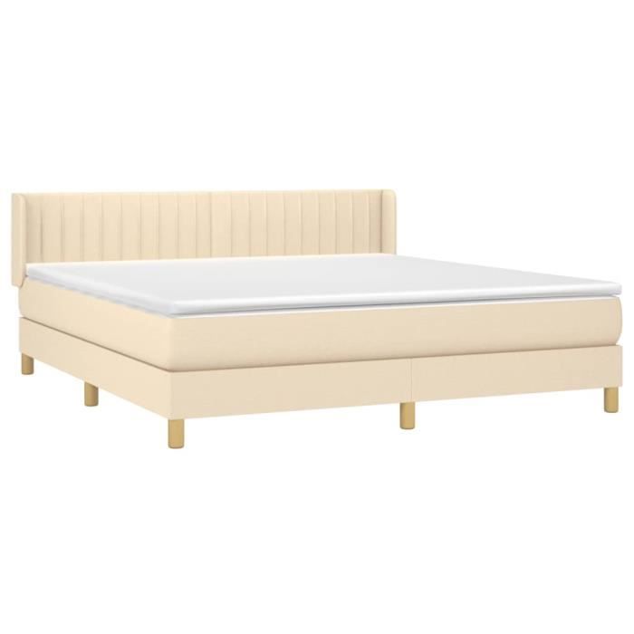 3130454 vidaXL Divan Bed with Mattress Cream 180x200 Cm Fabric