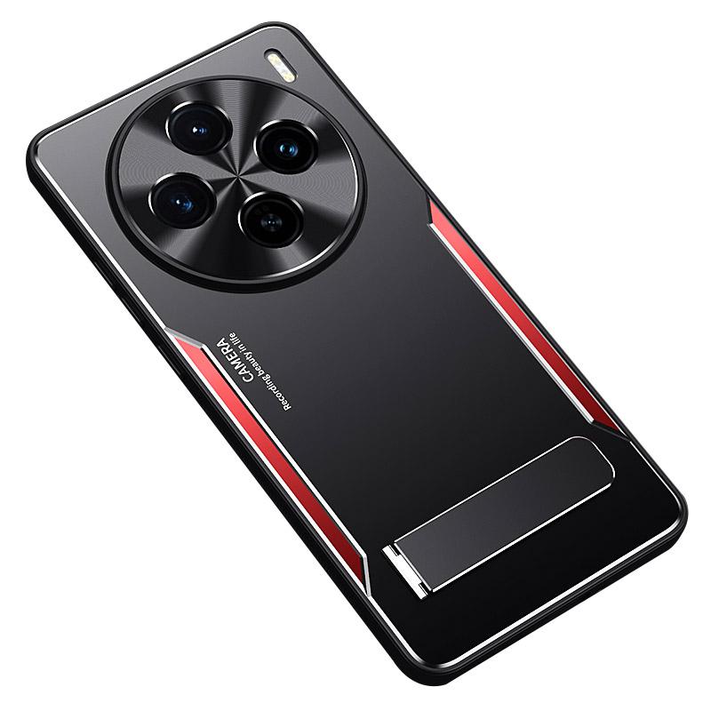 For Vivo X100s 5G Kickstand Phone Case Aluminum Alloy+TPU Shockproof Phone Cover